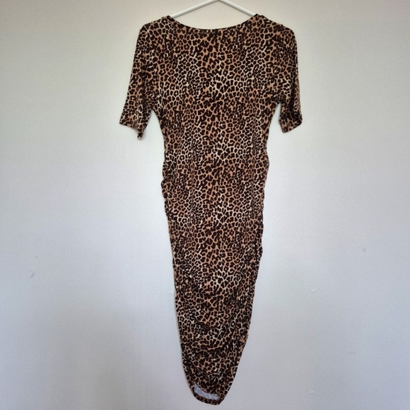 Motherhood Maternity Women’s Brown Leopard Print Ruched Bodycon Dress – Size M - Picture 6 of 6